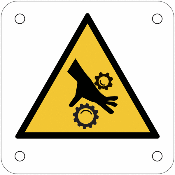 Plaques de signalisation pour machines "Risque d'écrasement, rouleaux crantés"