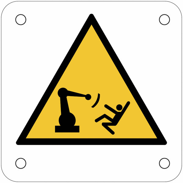Plaques de signalisation pour machines "Attention, mouvement du bras automatique"
