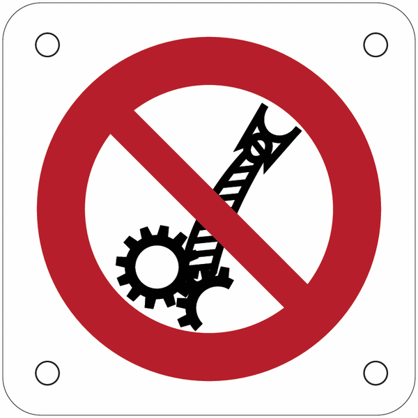 Plaques de signalisation pour machines "Interdiction de porter des cravates, risque d'entrainement dans la machine en fonctionnement"