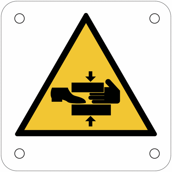 Plaques de signalisation pour machines "Danger, risque d'écrasement du pied et de la main"