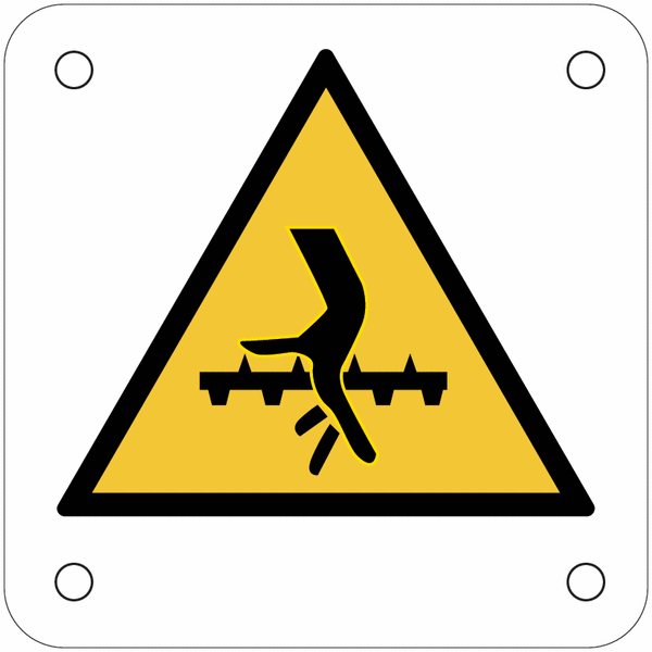 Plaques de signalisation pour machines "Danger, risque d'entraînement de la main par la lame hélicoïdale"