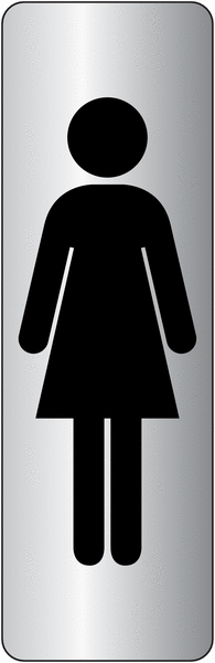 Signalétique adhésive en vinyle argenté "Toilettes femme"