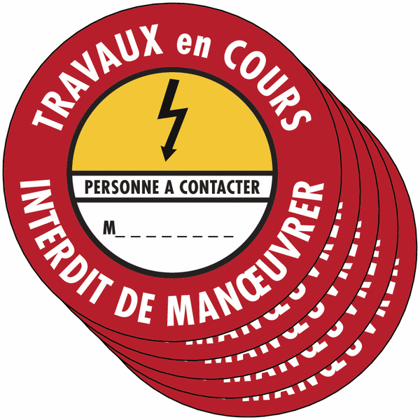Etiquettes de condamnation adhésives Fix-Max™ "Danger électricité - Travaux en cours interdit de manœuvrer"