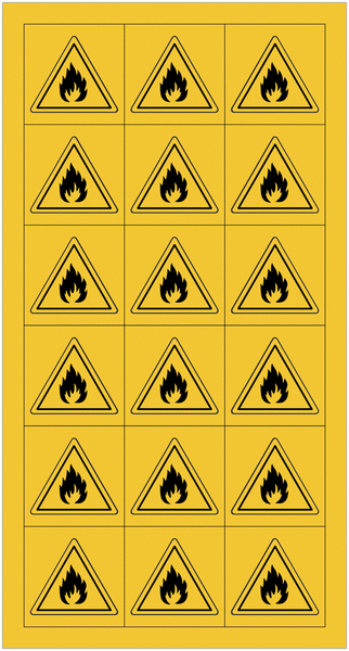 Mini-Pictogramme d'informations individuels en feuilles "Danger matières inflammables"