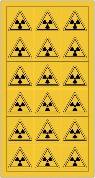 Mini-Pictogramme d'informations individuels en feuilles "Danger, matières radioactives ou radiations ionisantes"