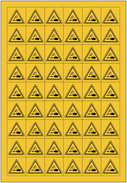 Mini-Pictogramme d'informations individuels en feuilles "Danger, substances corrosives"