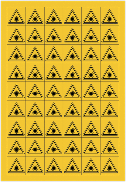 Mini-Pictogramme d'informations individuels en feuilles "Danger, rayonnement laser"