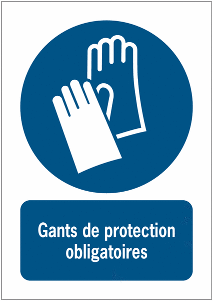 Panneaux ISO 7010 A3/A4/A5 Gants de protection obligatoires - M009