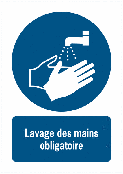 Panneaux ISO 7010 A3/A4/A5 Lavage des mains obligatoire - M011