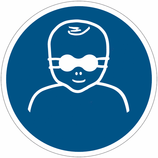 Panneaux et autocollants ISO 7010 Protection opaque des yeux obligatoire pour les enfants en bas âge - M025