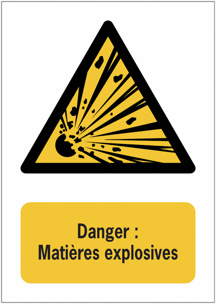 Panneaux ISO 7010 A3/A4/A5 Danger Matières explosives - W002