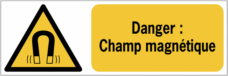 Panneaux ISO 7010 horizontaux Danger Champ magnétique - W006