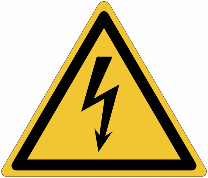 Autocollant ToughWash® détectable avec pictogramme ISO 7010 "Danger: Electricité" - W012