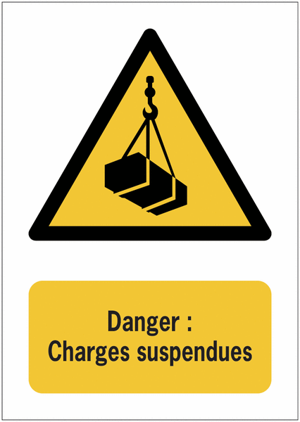 Panneaux ISO 7010 A3/A4/A5 Danger Charges suspendues - W015