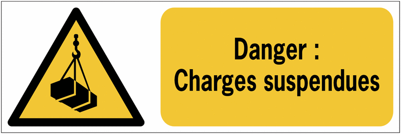 Panneaux ISO 7010 horizontaux Danger Charges suspendues - W015