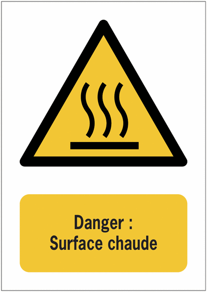 Panneaux ISO 7010 A3/A4/A5 Danger Surface chaude - W017