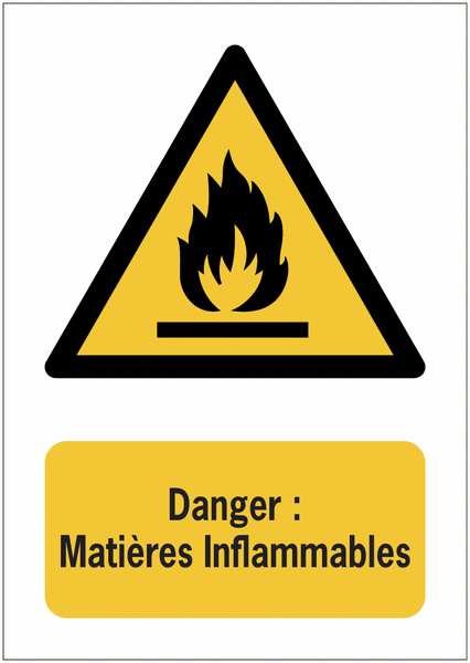 Panneaux ISO 7010 A3/A4/A5 Danger Matières Inflammables - W021