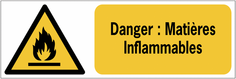 Panneaux ISO 7010 horizontaux Danger Matières Inflammables - W021