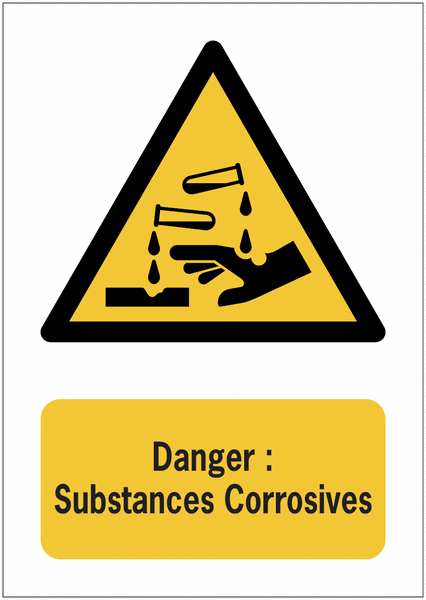 Panneaux ISO 7010 A3/A4/A5 Danger Substances corrosives - W023