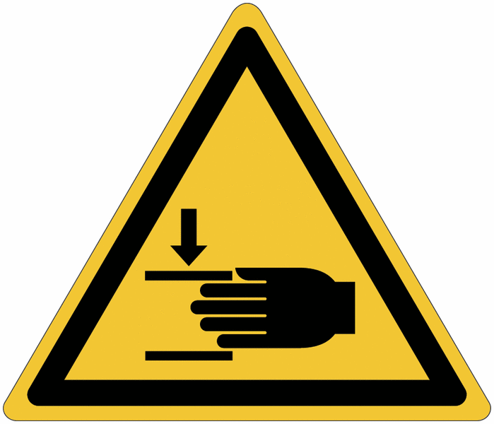 Autocollant ToughWash® détectable avec pictogramme ISO 7010 "Danger: Ecrasement des mains" - W024