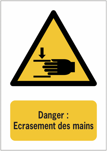 Panneaux ISO 7010 A3/A4/A5 Danger Ecrasement des mains - W024