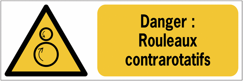 Panneaux ISO 7010 horizontaux Danger Rouleaux contrarotatifs - W025