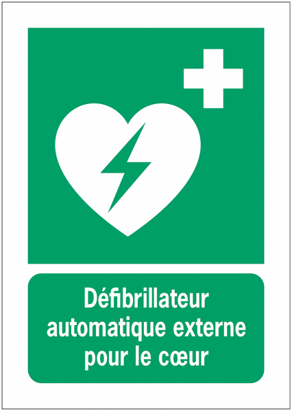 Panneaux NF EN ISO 7010 A3/A4/A5 Défibrillateur automatique externe pour le cœur - E010