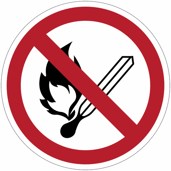 Panneaux et autocollants ISO 7010 "Flammes nues, fumées et feux interdits" - P003