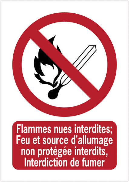 Panneaux ISO 7010 A3/A4/A5 Flammes nues interdites - P003