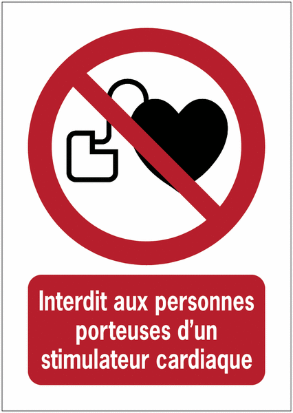 Panneaux ISO 7010 A3/A4/A5 Interdit aux personnes porteuses d’un stimulateur cardiaque - P007