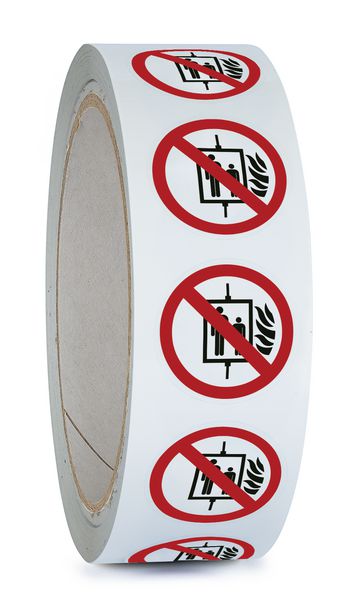 Pictogramme ISO 7010 en rouleau Interdiction d'utiliser l'ascenseur en cas d'incendie - P020
