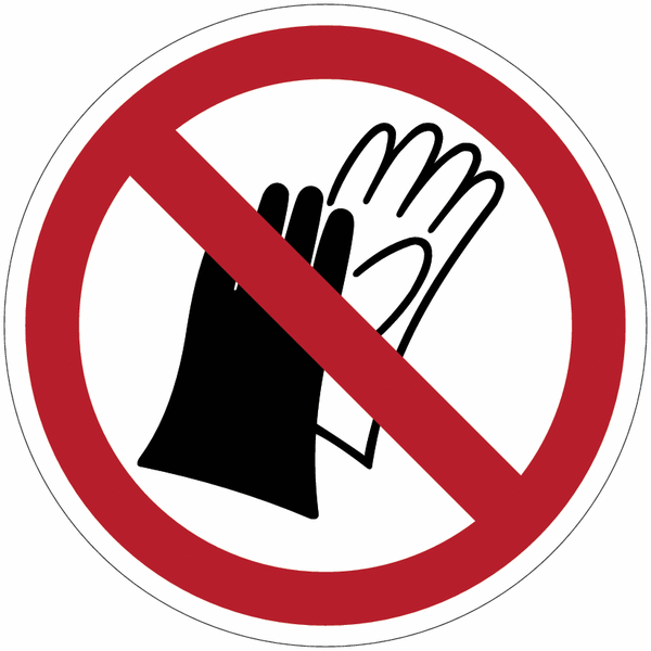 Panneaux et autocollants ISO 7010 Port de gants interdit - P028