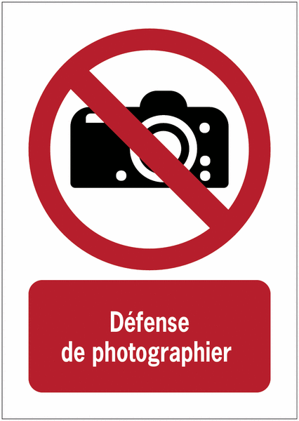 Panneaux ISO 7010 A3/A4/A5 Interdiction de photographier - P029