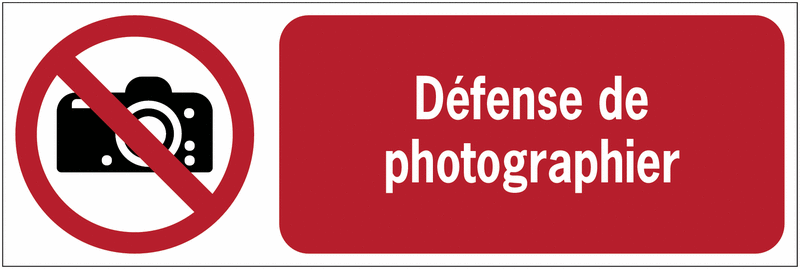 Panneaux ISO 7010 horizontaux Interdiction de photographier - P029