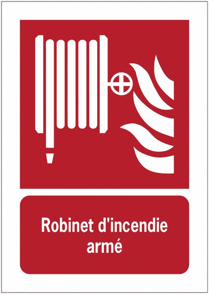 Panneaux ISO 7010 A3/A4/A5 Robinet d'incendie armé - F002