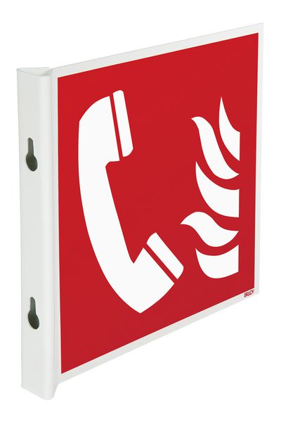 Panneaux en drapeau et tridimensionnels ISO 7010 Téléphone à utiliser en cas d'incendie - F006