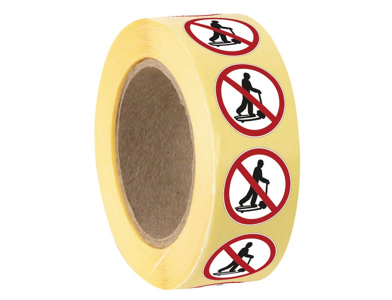 Mini-pictogrammes d'interdiction "Ne pas monter sur les chariots" en rouleau