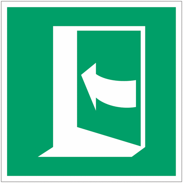 Pictogramme ouverture de porte "Pousser sur le côté gauche de la porte" - panneau/autocollant - E022