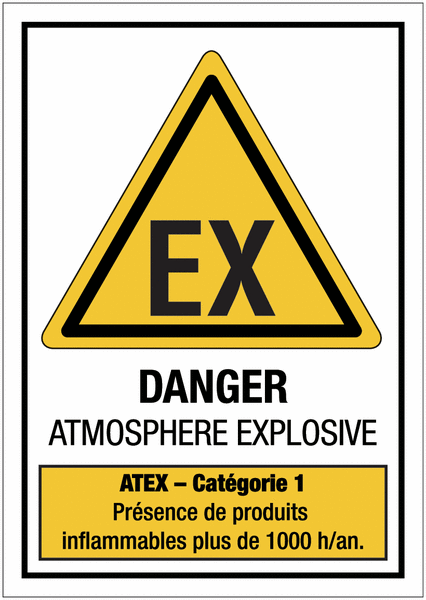 Panneaux ATEX standards "Atmosphère explosive - Catégorie 1"