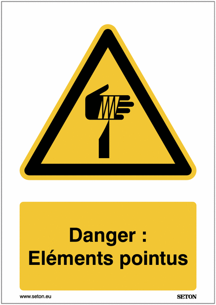 Panneaux ISO 7010 de danger à message vertical - Eléments pointus - W022