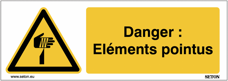Panneaux ISO 7010 de danger à message horizontal - Eléments pointus - W022