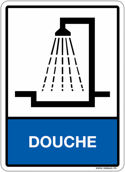 Plaque en plexiglas d'information "Douche" avec texte