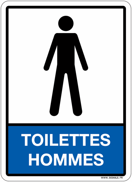 Plaque en plexiglas d'information pictogramme et texte "toilettes hommes"