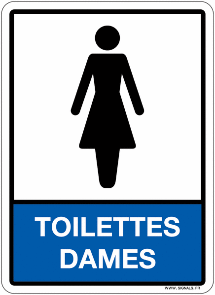 Plaque en plexiglas d'information pictogramme et texte "toilettes dames"