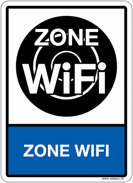 Plaque en plexiglas "Zone WIFI" avec texte