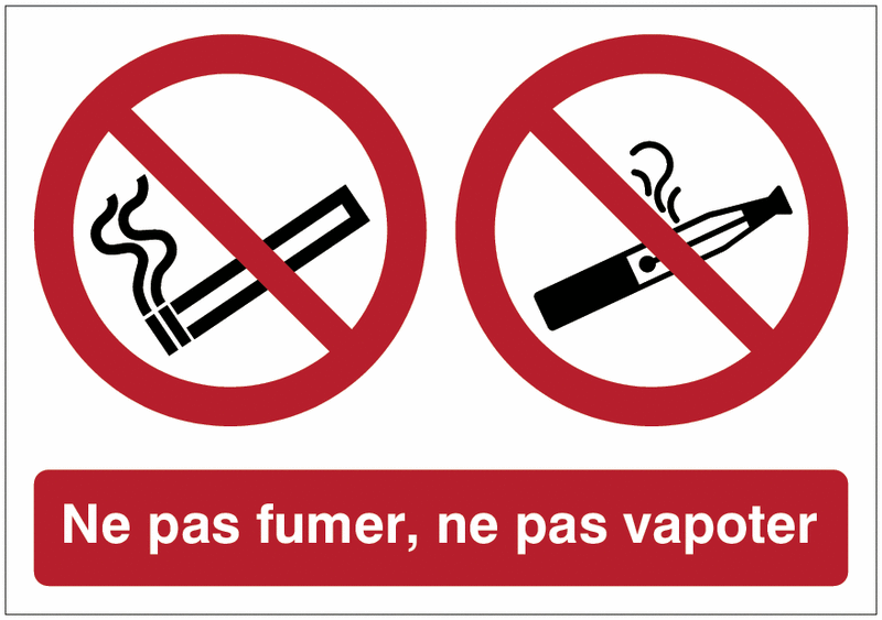 Panneau ou autocollant horizontal interdiction de fumer et de vapoter
