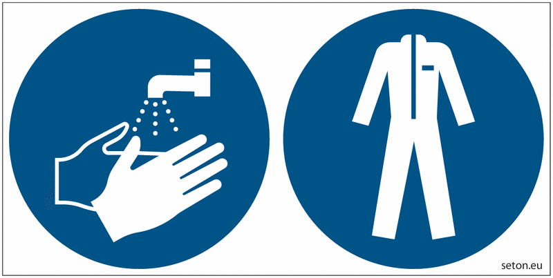 Pictogrammes ISO 7010 Lavage mains & vêtements protection