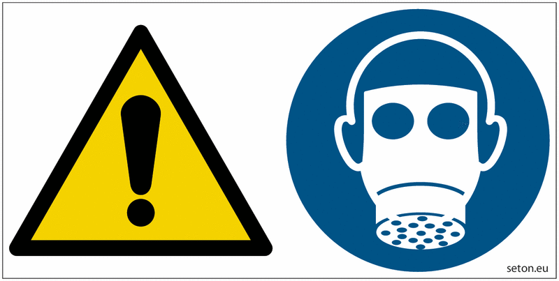 Pictogrammes ISO 7010 Danger & Masque à gaz obligatoire