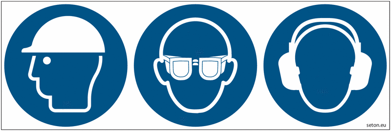Pictogrammes ISO 7010 Casque, lunettes et serre tête antibruit