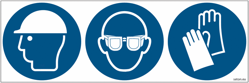 Pictogrammes ISO 7010 Casque, lunettes et gants obligatoires